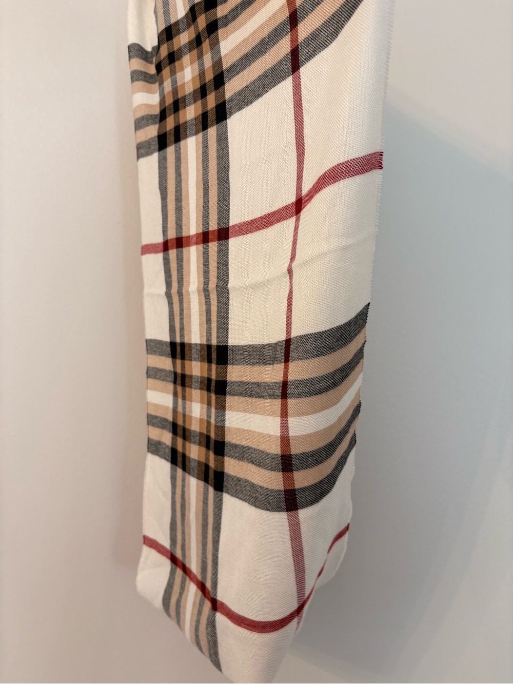Classic Women’s Plaid Infinity Scarf - Cream, Tan Red & Black